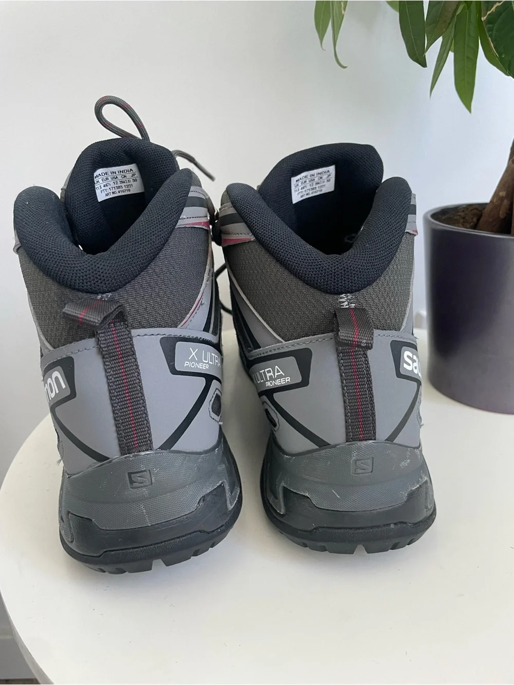 Men Size 12 Salomon X Ultra Pioneer Mid CSWP Black Peaking Red Hiking Boots